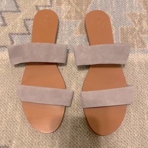 Vince Camuto size 12 grey suede slip on sandals